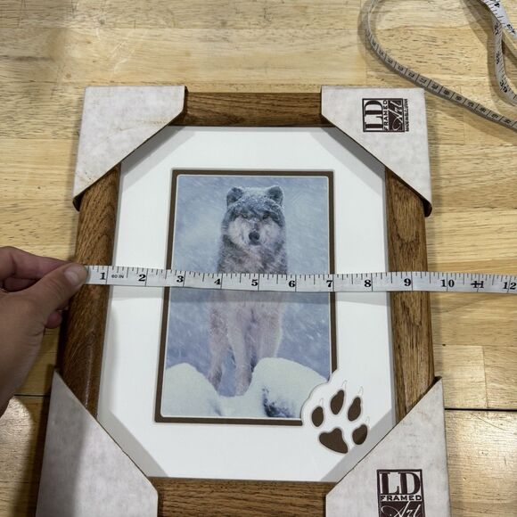 Vintage Wood Framed Wolf Print Paw Matted Cabin Woods Wall Decor 9.5” X 11.5”New - Picture 10 of 12